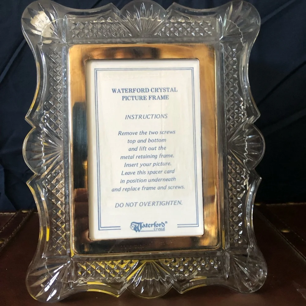 Waterford Victorian ornate lead crystal picture frame new old stock in box